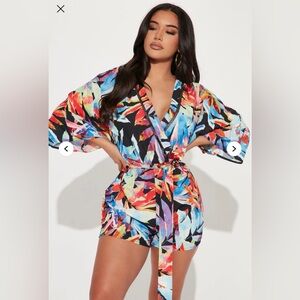Fashion Nova Colorful Abstract Swim Cover-Up
